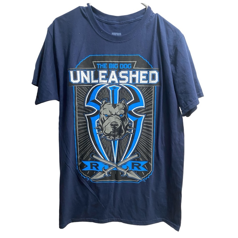 Blue WWE Roman Reigns Big Dog Unleashed Authentic T-Shirt, size Medium